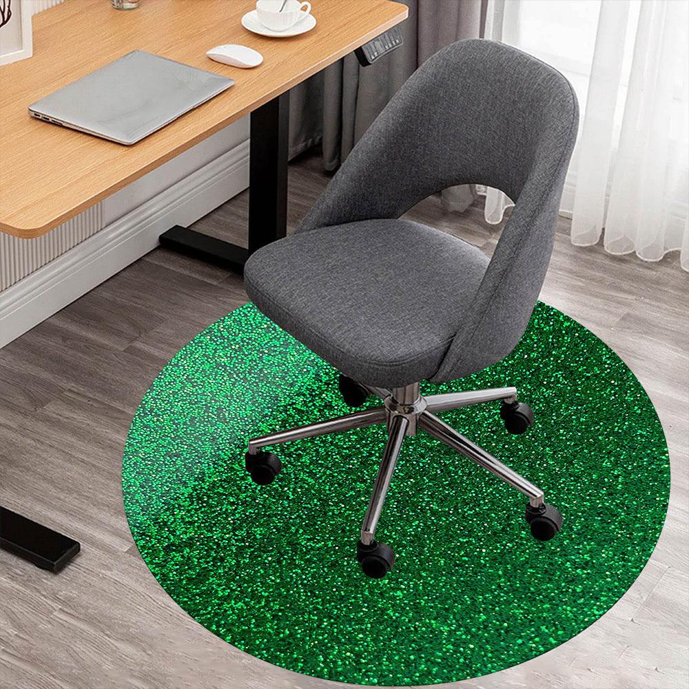 

1pc Glitter Green Round Chair mat Area Rug - Non-Slip, Floor Mat for Office, Bedroom, and Indoor Decor -1002023 80cm by 80cm