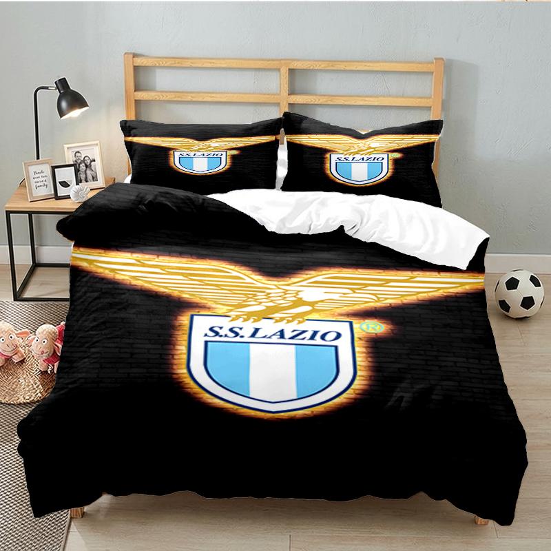 3PCS Lazio Football Crest Bedding set,Ideal For1pc Duvet Cover And 2pcs Pillowcases Perfect for Christmas gift,Ideal for Bedroom, Dormitory