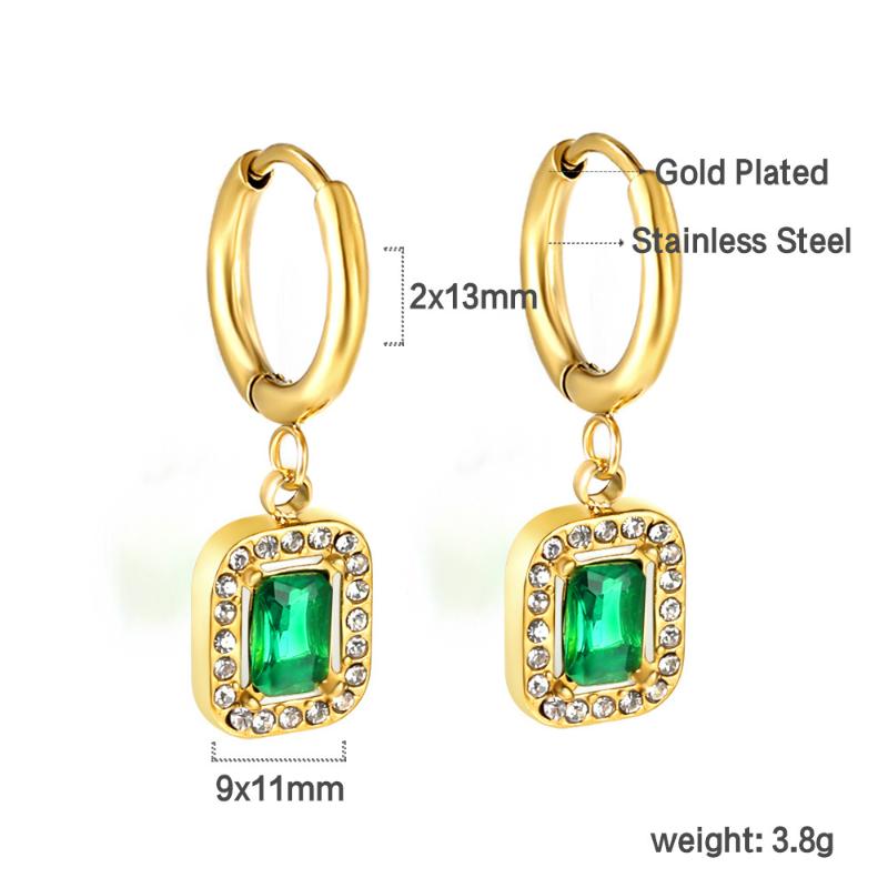 

Clearly Colored Cubic Zirconia Drop Earrings For Woman Dancing Party Accessories Luxury Shiny Zircon Geometric Clip A21