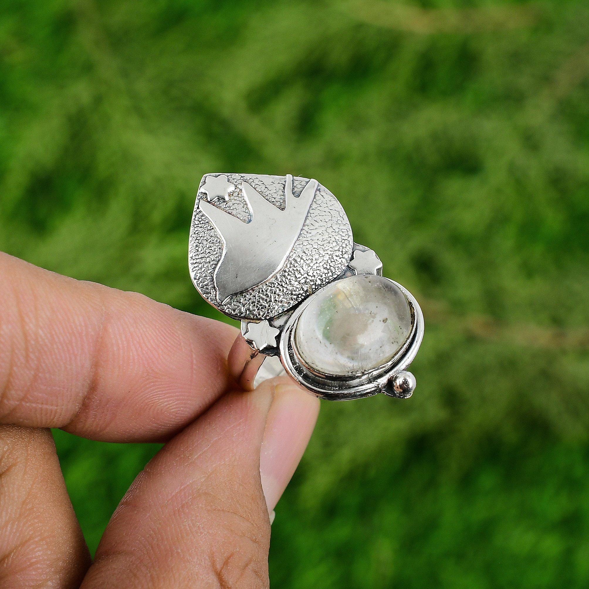 

Natural Moonstone Gemstone 925 Silver Solitaire Bird Adjustable Ring For Women Adjustable
