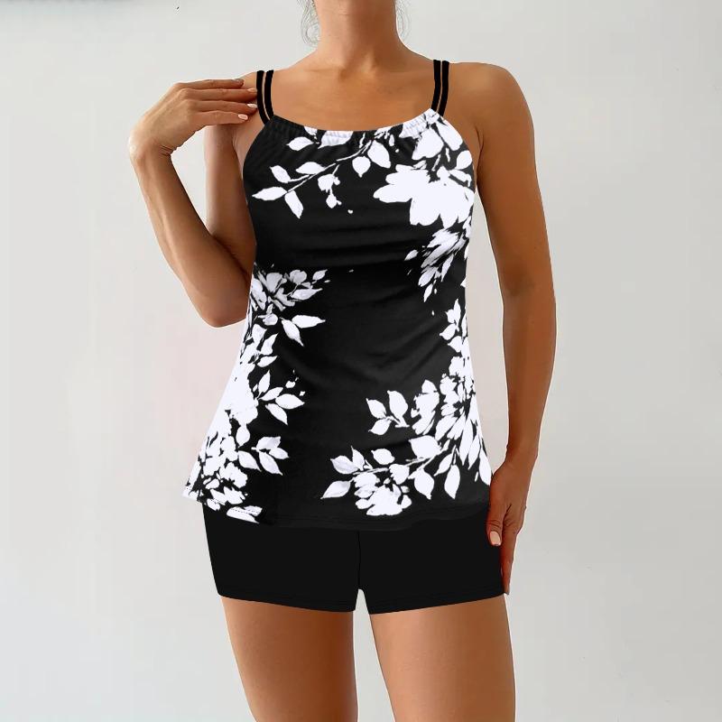 New printed large size bikini split swimsuit women, large size S