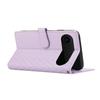For iPhone 17 Air Case 3D Rhombus Grid Imprinted Wallet Leather Phone Cover with Lanyard