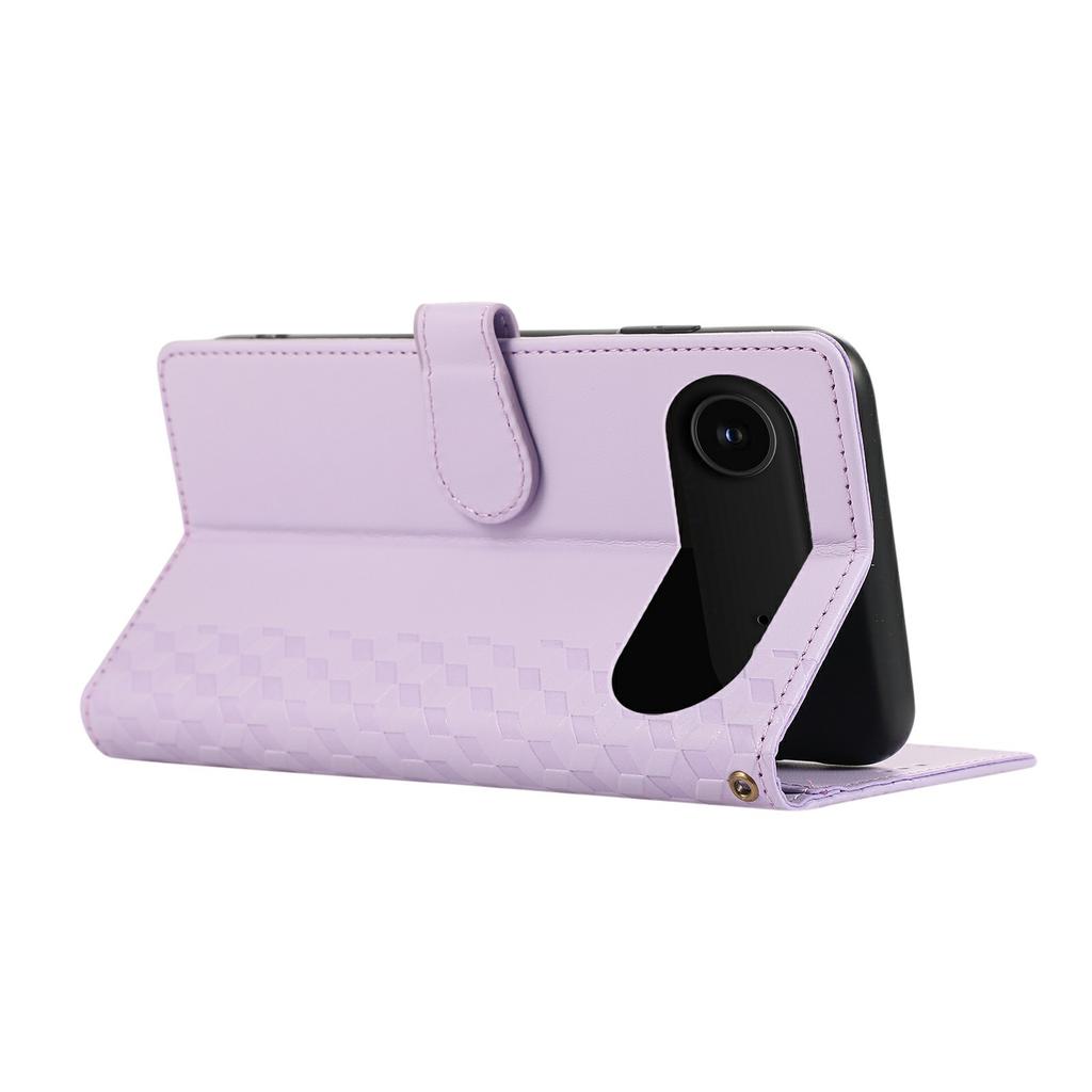 For iPhone 17 Air Case 3D Rhombus Grid Imprinted Wallet Leather Phone Cover with Lanyard