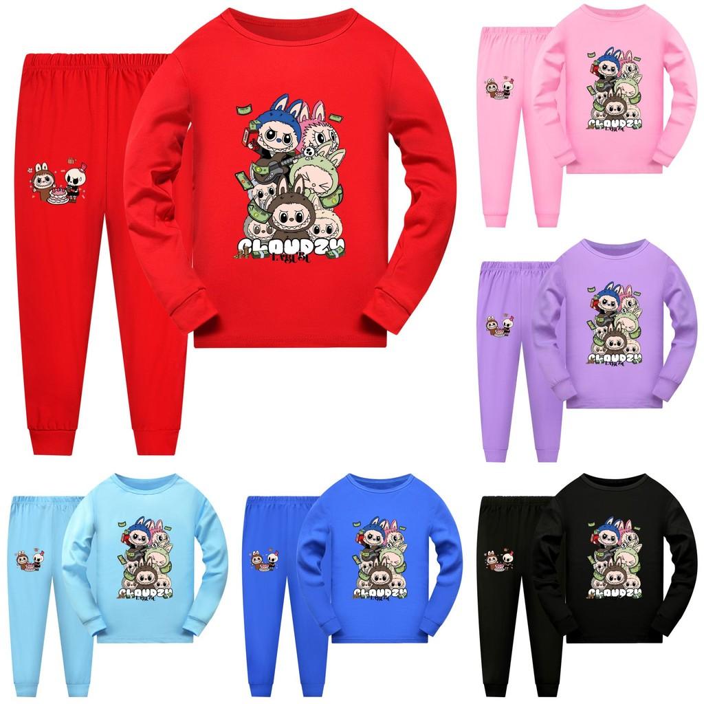 Labubu Kids Short Sleeve Short Pants Pajama Set With Cotton Fabric For Children
