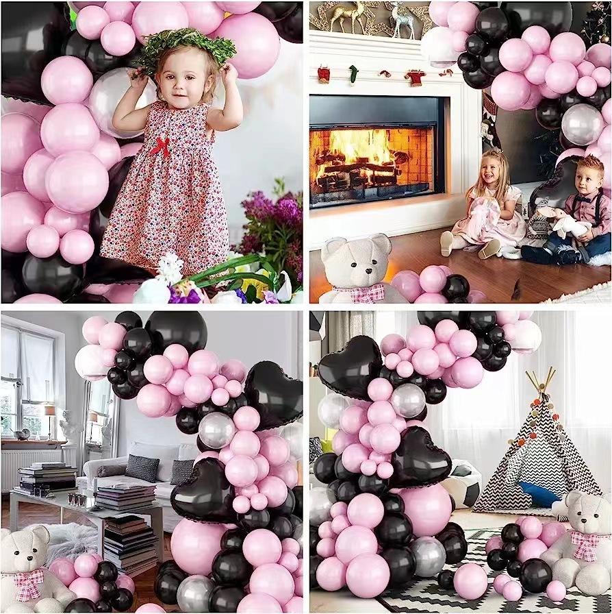 Pink Themed Balloon Wreath Arch Set Heart Foil Balloon Chain Set Birthday Wedding Party Decoration