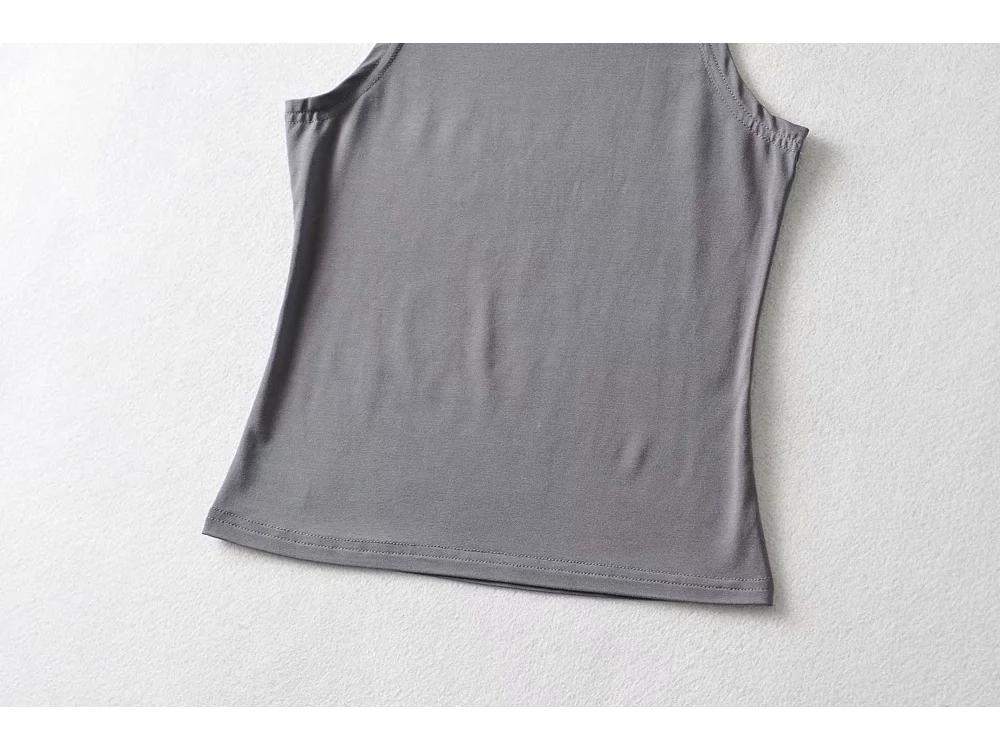Women's Winter European & American Style Sleeveless Semi-High Neck Top