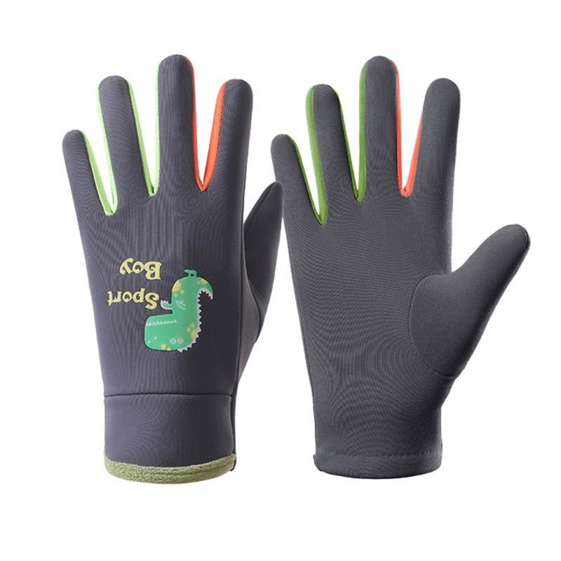 Winddichte Handschuhe Winter Warme Handschuhe Wasserabweisende Cartoon-Druck Kinder Fahrradhandschuhe Outdoor Thermische Fäustlinge mit für Winter