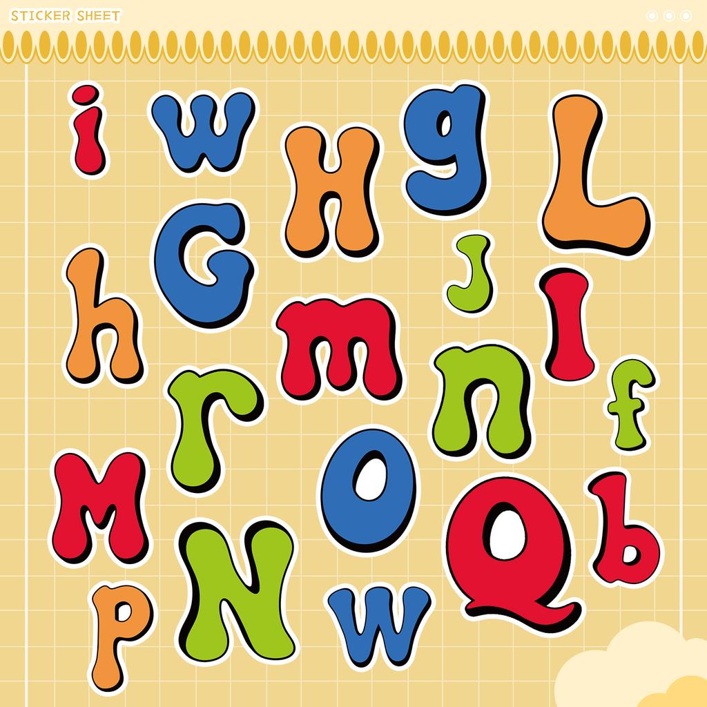 50 English Letter Stickers Mobile Phone Water Cup Waterproof DIY Decorative Stickers Children's Hand Account Stickers