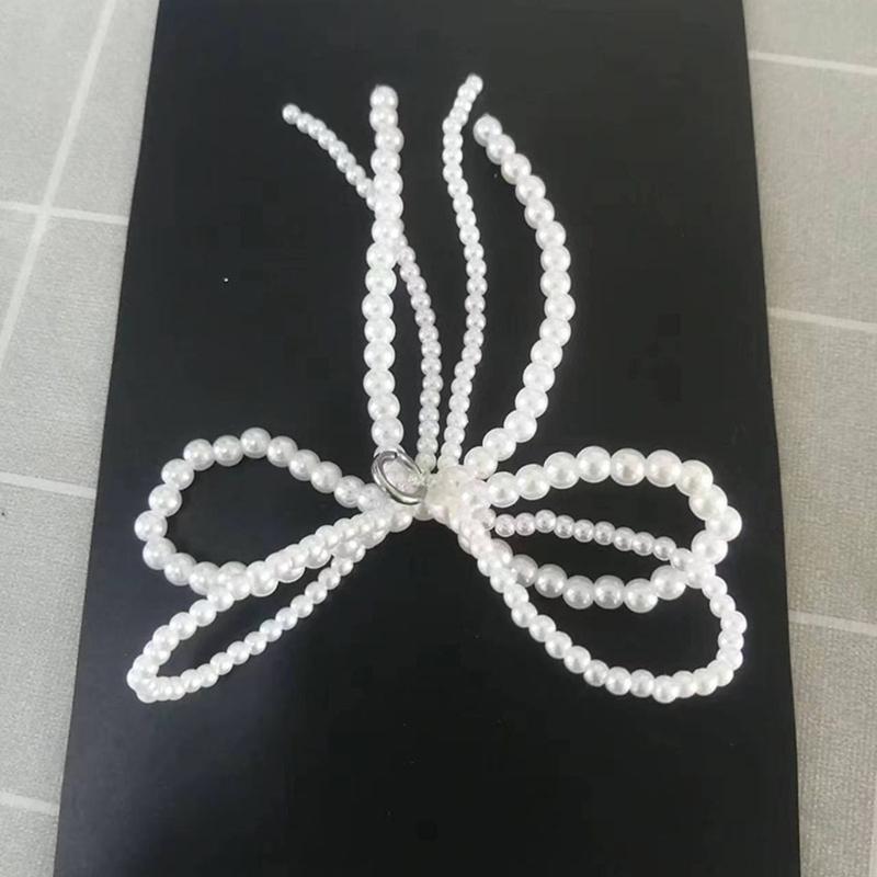 Elegant Pearl Bowknot Charm for Jewelry Making DIYs Keychain Necklace Earrings Crafts Shoe Buckle Ornament Accessories