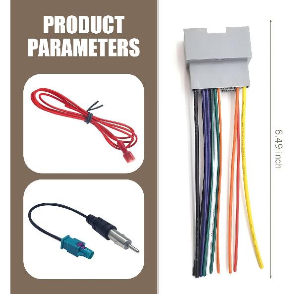 Pack-3 Car Audio DVD Modified Power Speaker Wiring Harness, Radio Stereo Repair Parts, Radio Wiring Harness with Antenna Adapter, Compatible with