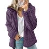 Warm Hooded Fleece Long Sleeve Women Plush Fur Coat Jacket Wool Cardigan