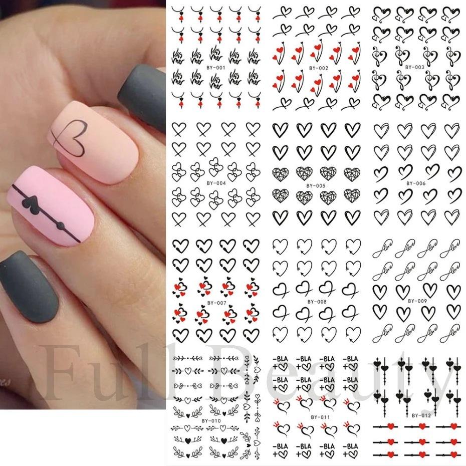 Adesivi per unghie in rilievo con incisione e rilievo per manicure francese, adesivi per nail art