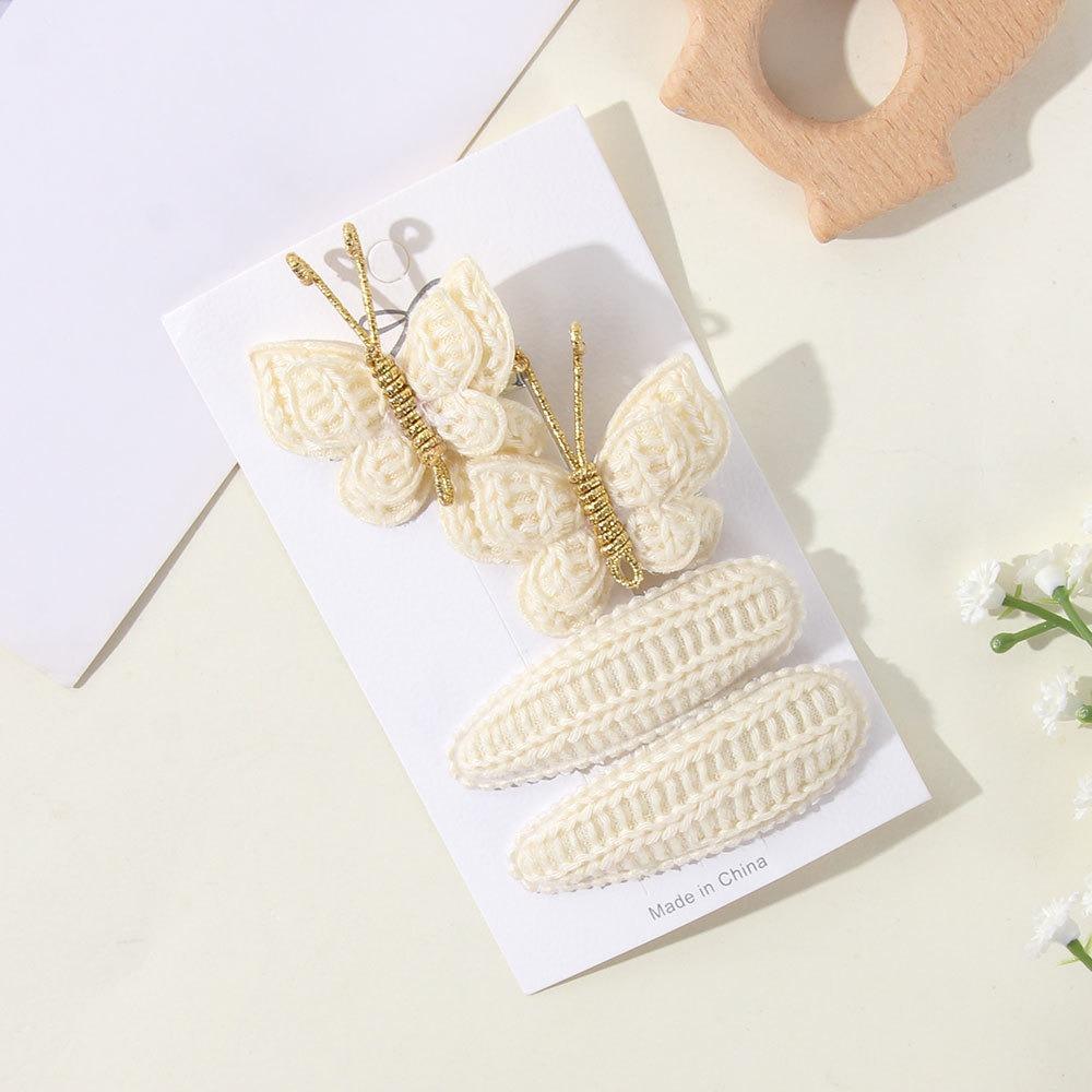 

4PCS/Set Handmade Knitting Butterfly Hair Clip Set Childrens Girl Hair Accessories Winter Casual Wear Soft Hair Clips Gift