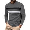 Langarm T-Shirt Herren Rundhals Herbst Trainingsshirts Herrenmode Streifen Lässige Oberteile Normale Passform Sportlicher Pullover