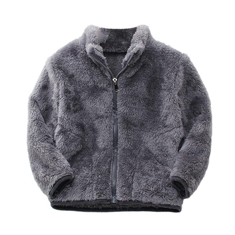 Pluszowy płaszcz zapinany na zamek dla dzieci w wieku 2-8 lat