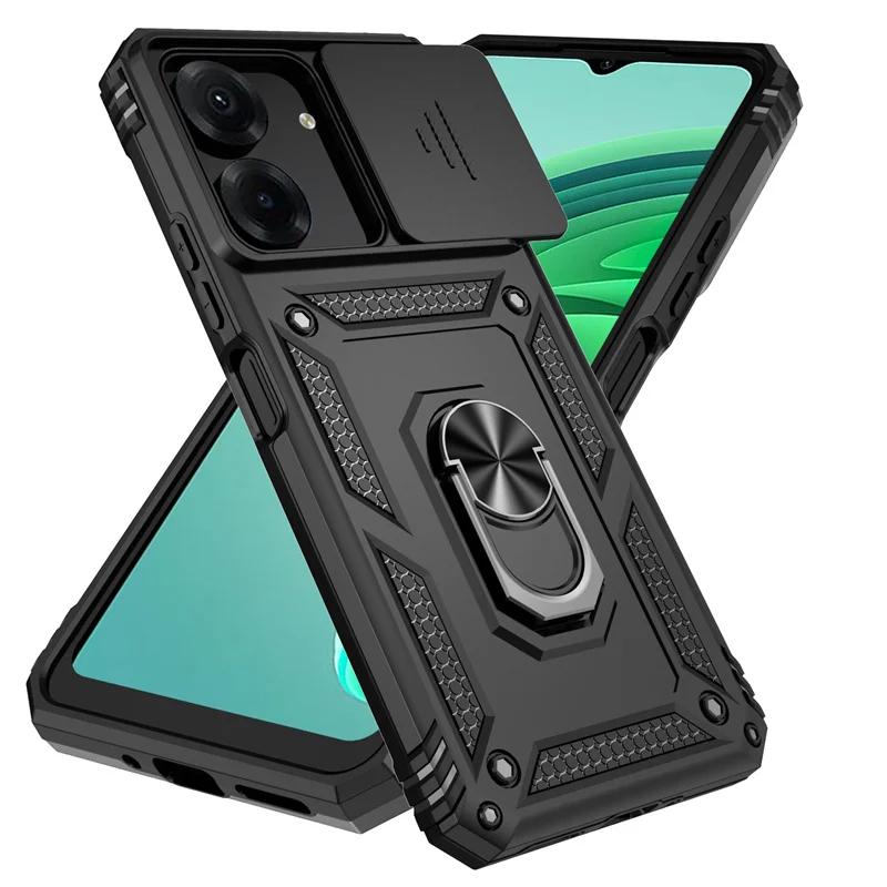 For Xiaomi Redmi 13C Case Slide Lens Protect Shockproof Armor Phone Cases For Xiaomi 13T Redmi NOTE13 PRO 4G5G Ring Holder Cover