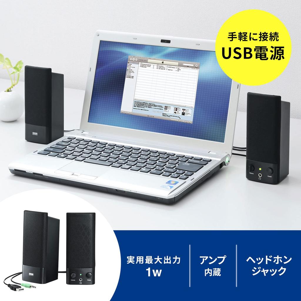 Sanwa Supply USB Powered Multimedia Speaker MM-SPL2NU3 Black