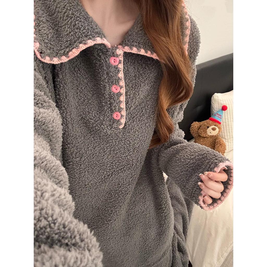 Women's Plush Fleece Pullover Pajama Set - Warm, Thick, Plus Size Winter Loungewear