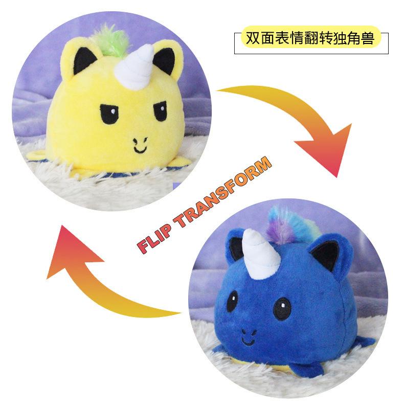 Cute Flip Unicorn Doll Plush Toy Double-Sided Flip Unicorn Doll Children'S Soothing Doll