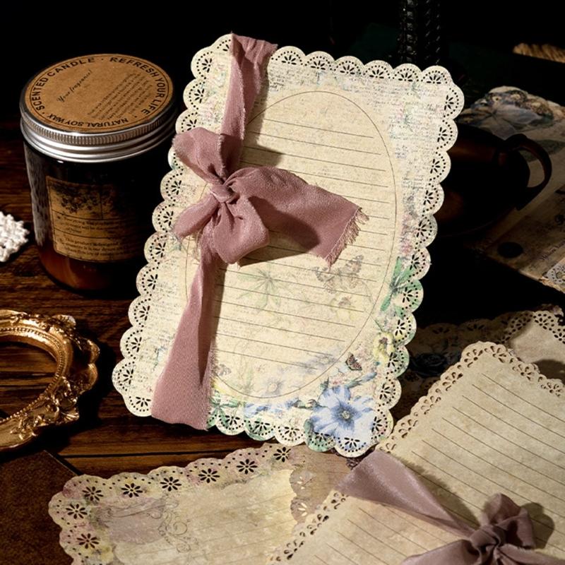 10Pcs Aesthetic Lace Patterned Paper Vintage Scrapbooking Background Paper for Scrapbooking Card Making Photo Album