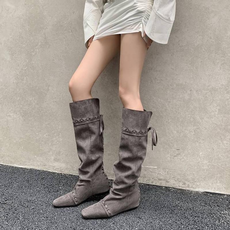 

Autumn and winter women s suede Martin boots leather large size women s boots sleeve cashmere new low-heeled versatile high boots 39 серый