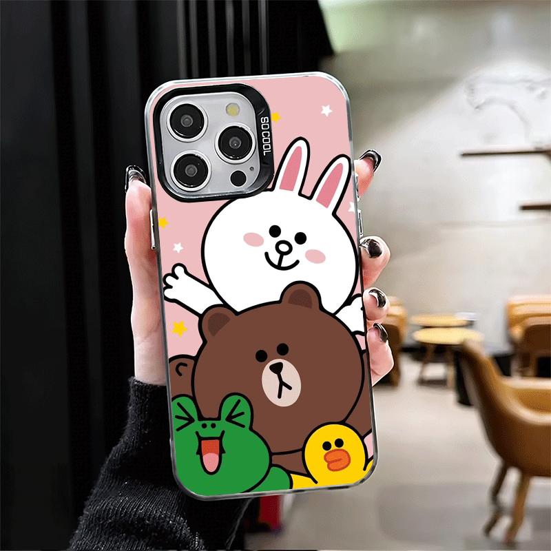 Cartoon Bear Brown Rabbit Soft Phone Case for iPhone 15 16 17 Pro Max 17Air 16E 14 Plus 13 12 Mini Shockproof Cover Back Shell