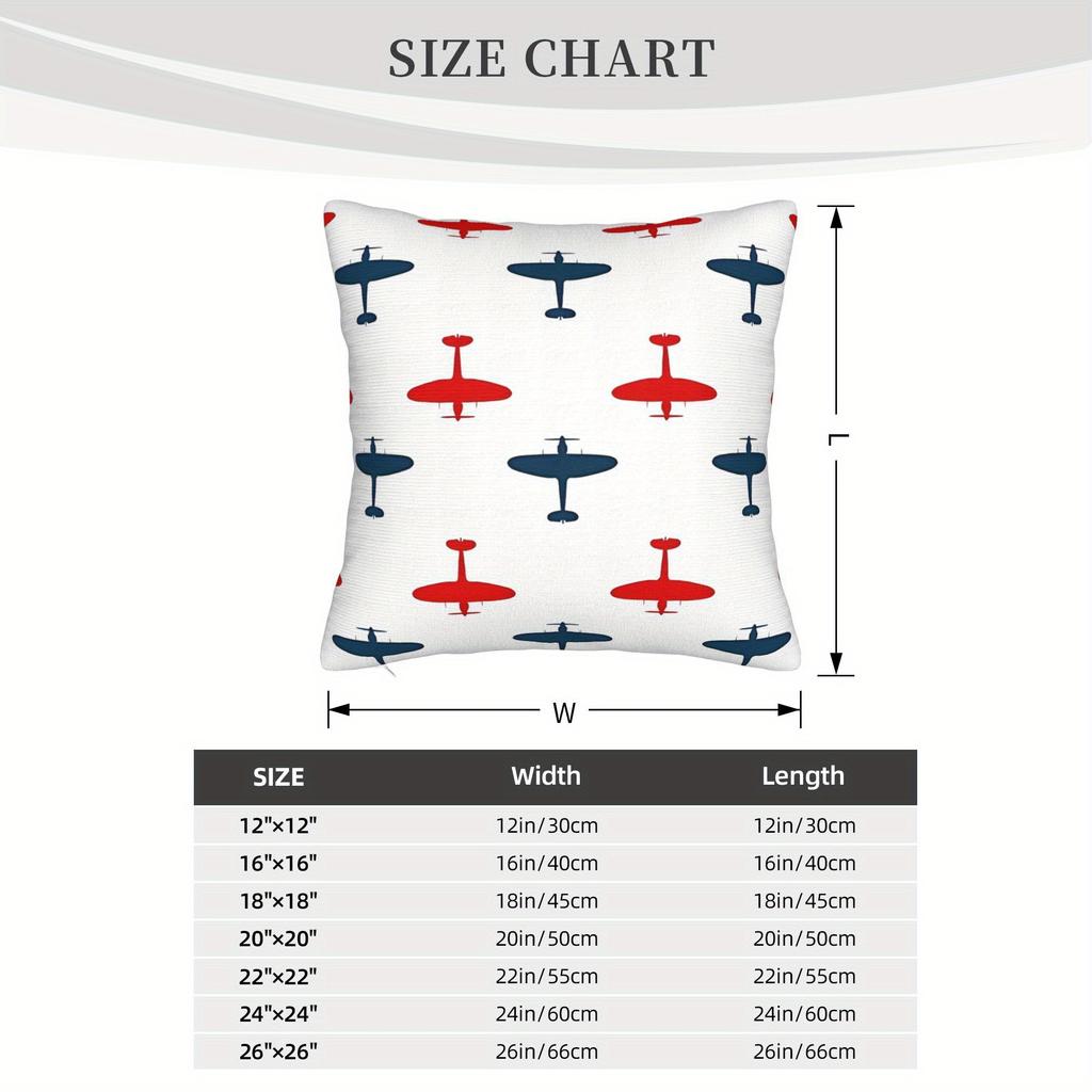 1Pc Raf Spitfire Airplane Pattern Decorative Pillowcase – Soft, Machine Washable, Zipper Closure, Contemporary Style For Living