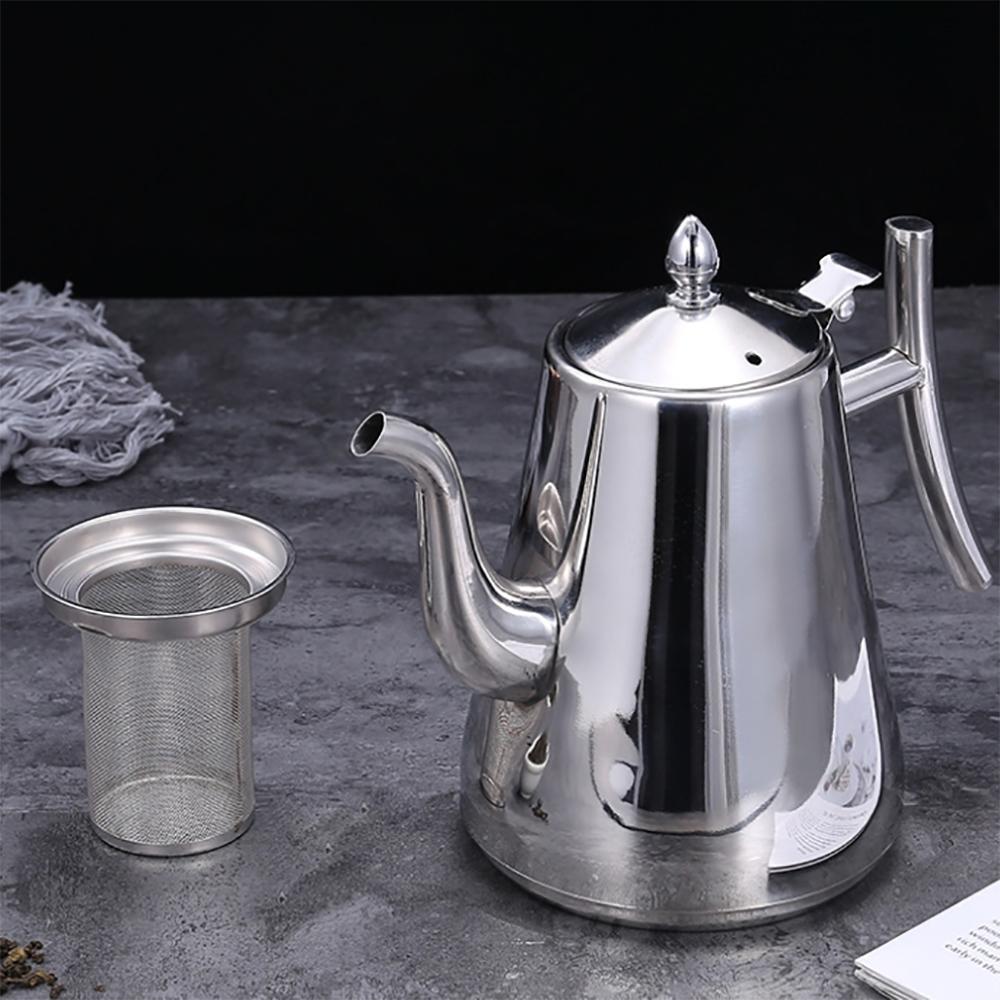 1L/1.5L/2L Edelstahl Teekanne Kaffee Puer Teekannen mit Sieb Aufgusskessel Filter für Wasserkocher Set Teegeschirr Gold