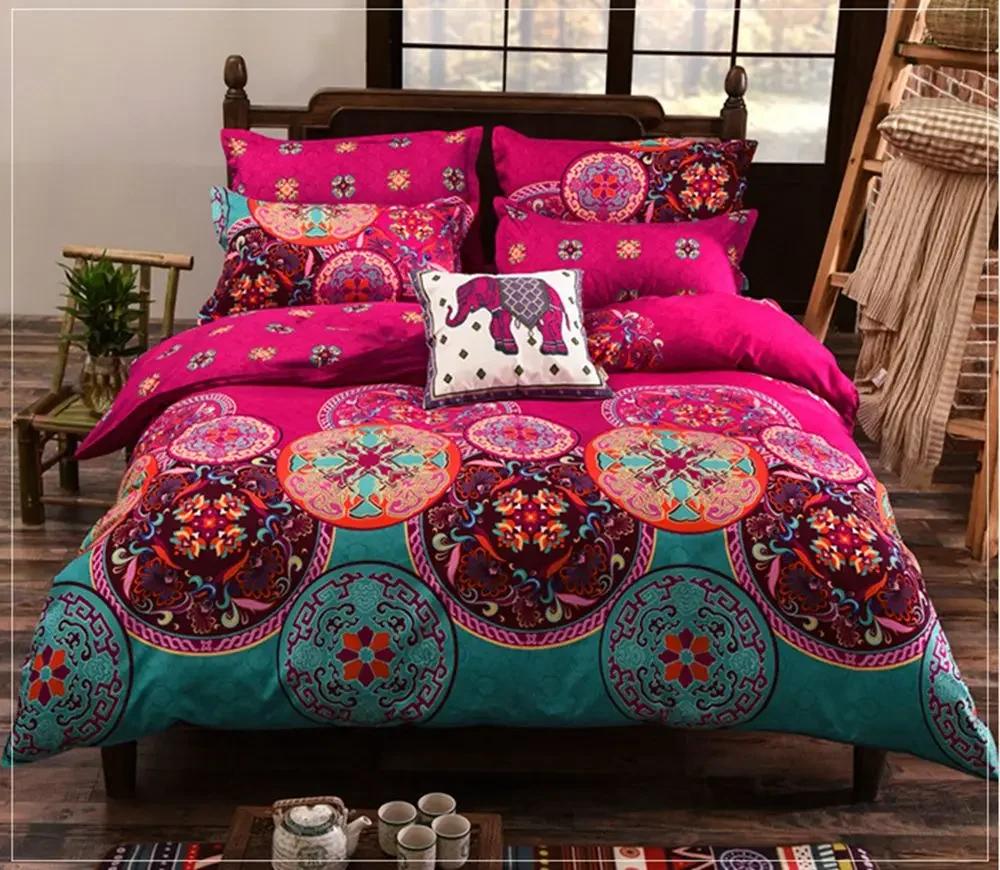 Bohemian Stijl Beddengoed Set Mandala Bloemenprint Dekbedovertrek Kussensloop Duitsland Enkel Dubbel Queen Super King Maat 3 Delige Sets AU Queen(210*210cm)3pcs