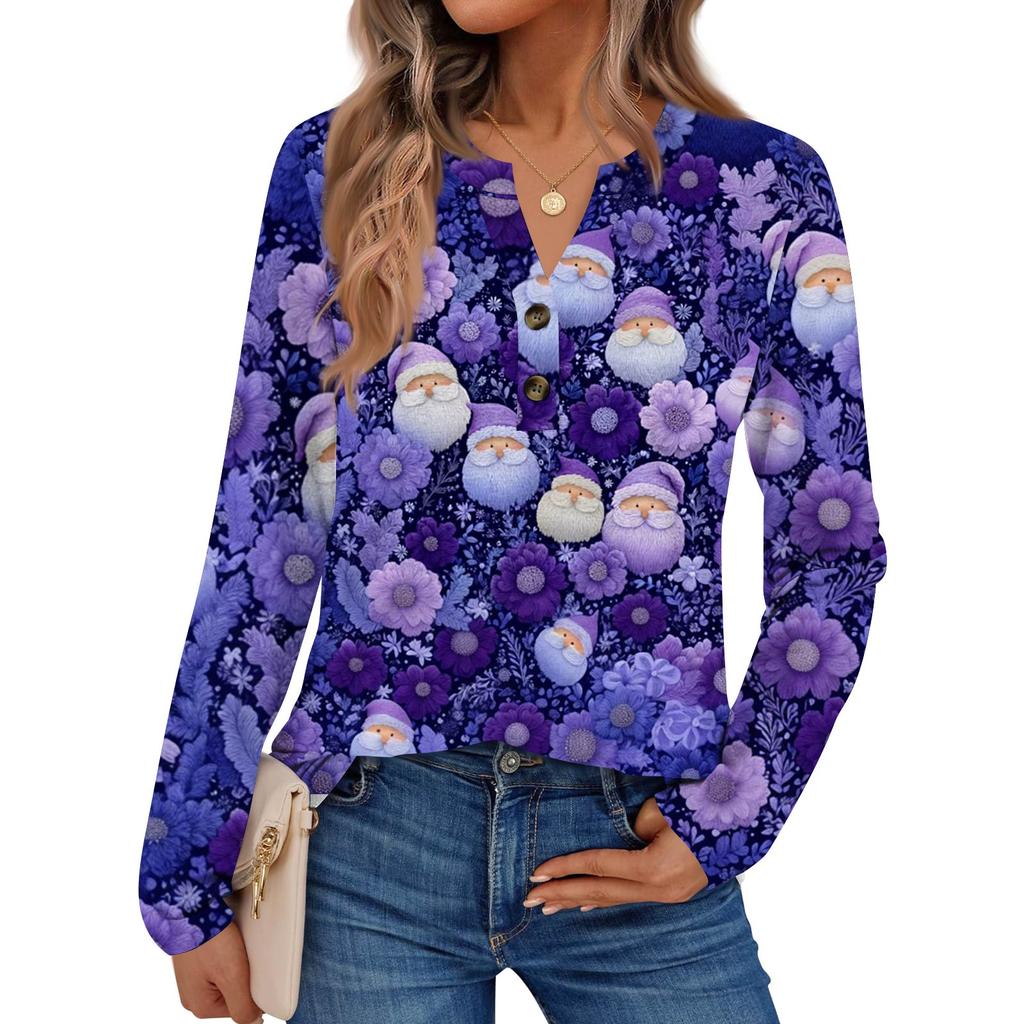 Women's Printed Long Sleeve Shirts Elegant Casual Tops Trendy Shirts Tops