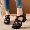 Fashion GKTINOO 2025 New Women Sandals Summer Genuine Leather Woven Gladiator Sandals Retro Style Round Toe Casual High Heel Shoes