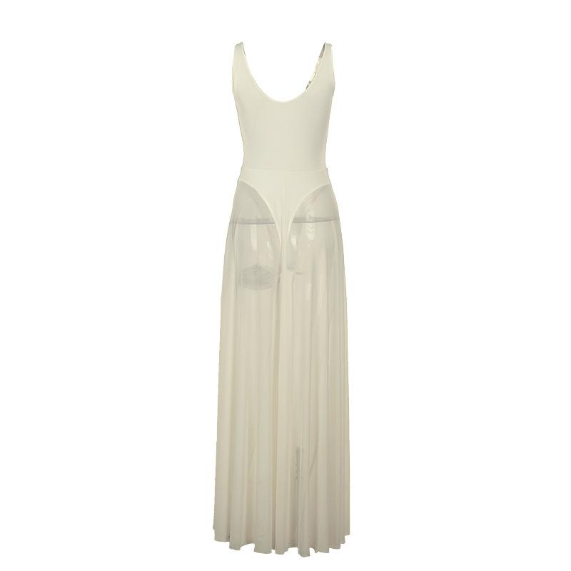 Transparent Maxi Dress Bodysuit Plunging Backless Long Summer Dress Women Sexy Beach Party Dresses