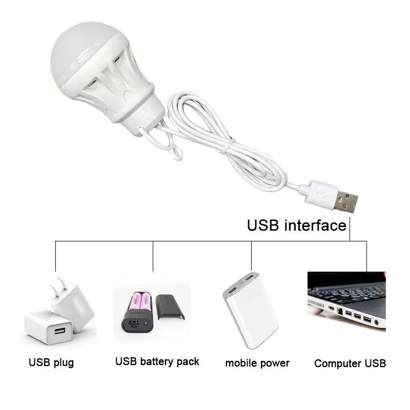 USB switch Lamp Bulb 5V Portable Camping Lantern Lamp LED USB Power Reading Book Light For Outdoor Camping Tent Light