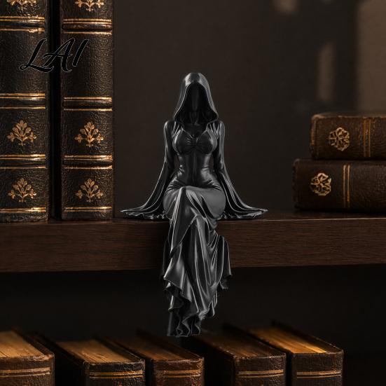 Statua Gotica Femminile Stampata in 3D Figurine della Dea Mietitore Figura Eterea con Cappuccio Scultura Figura Decorativa Oscura Collezionabile Fantasy per
