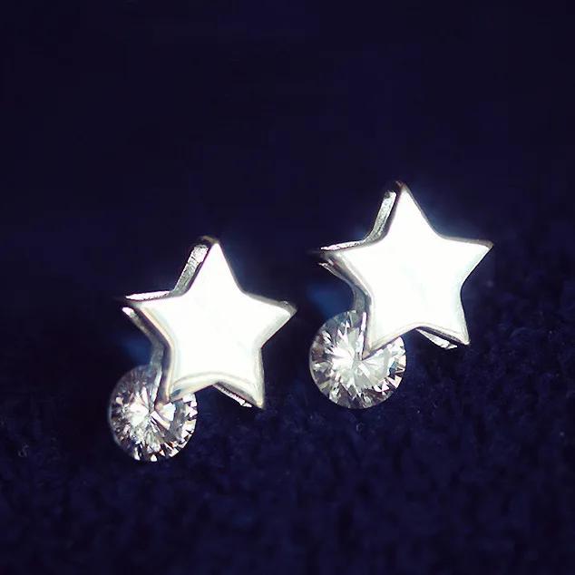 

REETI 925 Stamp Silver Color Star Stud Earrings Women Girl Gift Cute Banquet Asymmetry Jewelry