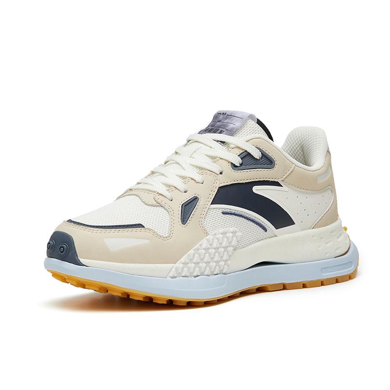 Anta Champion Series Fabric Round Toe Lace-Up Low-Top Casual Shoes Women Sneaker Coal-Gray 122318881A-1