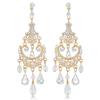 Exaggerated Crystal Golden Long-style Bridal Earrings for Wedding Ceremony and Banquet Dress Accessories