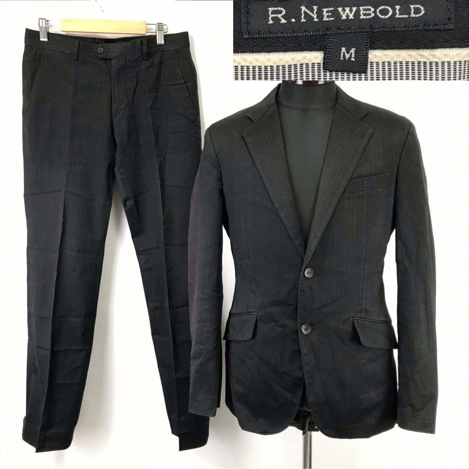 

R.NEWBOLD Suit Set Men’s M Black Thin Stripe Fully Lined Jacket Pants(USED)