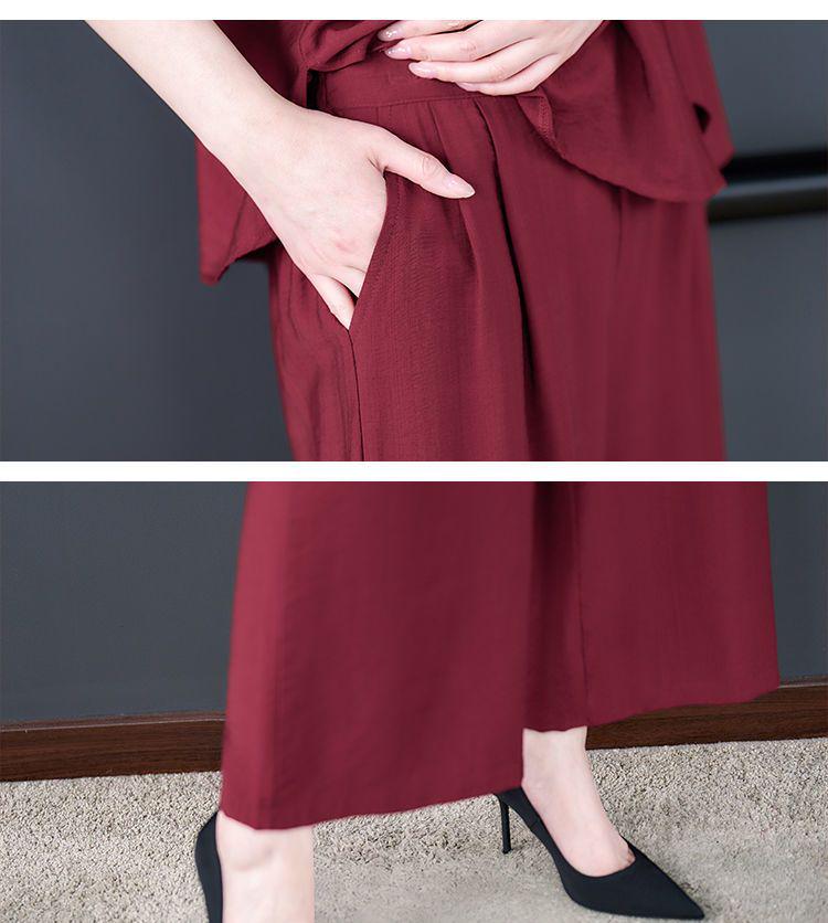 Mother's Summer 2026 Stylish Loose Fit Two-Piece: Short Sleeve, Casual, Slimming, Tummy Concealing for Middle-Aged Women