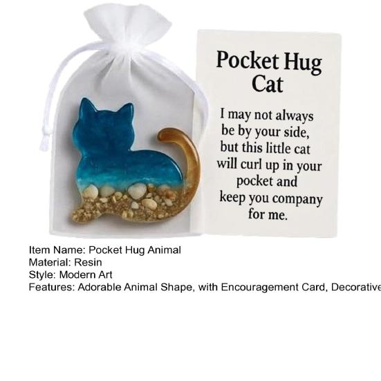 Yousheng Pocket Hug Animal with Positive Card Emotional Support Resin Animal Token Mini Dachshund Turtle Owl Cat Corgi Bulldog Statue Figurine Gift
