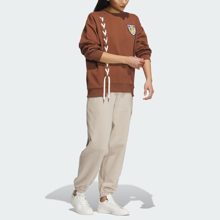 adidas Originals Trefoil Sportswear Hoodie With Logo Embroidery And Loose Fit Women Tops Brown IN1092