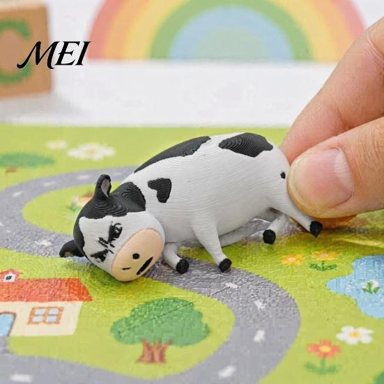 Cow Collectible Figure 3D Printed Dairy Figurine, Cartoon Cattle Statue for Desk Decor, Office Shelf Ornament Mini Sculpture Home Office, Gift Animal