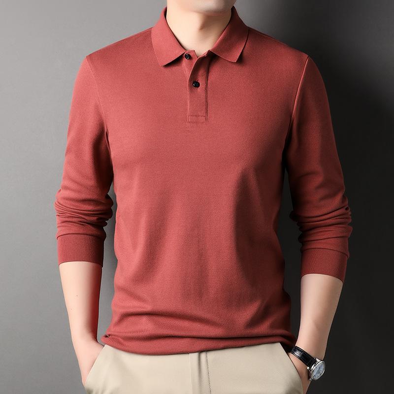 Fall Men's Long Sleeve Polo Shirt Men's Fashion Casual New Style Lapel Cotton Solid Color Men's T-shirt