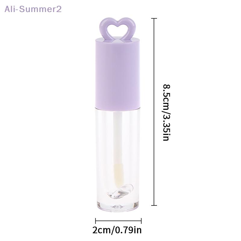 2,5 ml Rosa Herzförmige Lippenemaille-Tube mit Schlüsselanhänger und Pinselstab Lipgloss-Tube Leere Flasche Lippen-Glasurbehälter Make-up-Werkzeug