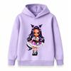 Kids Girls Boys Cute Purple Long Hair Cartoon Character Print Hooded Sweatshirt Casual Pullover Hoodie Tops For Children Daily Party Street Wear