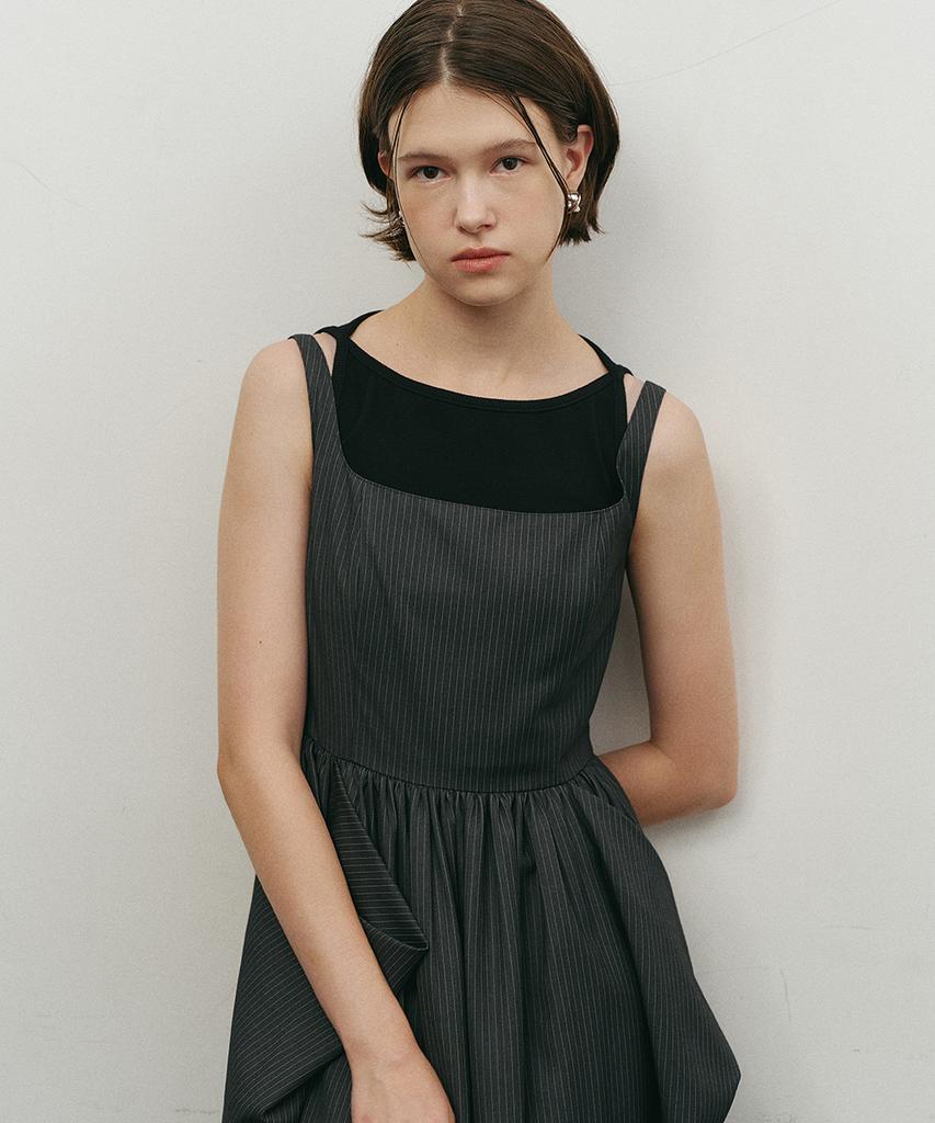 Make A Toast Shirred Volume Pocket Dress Striped Mbefop002St
