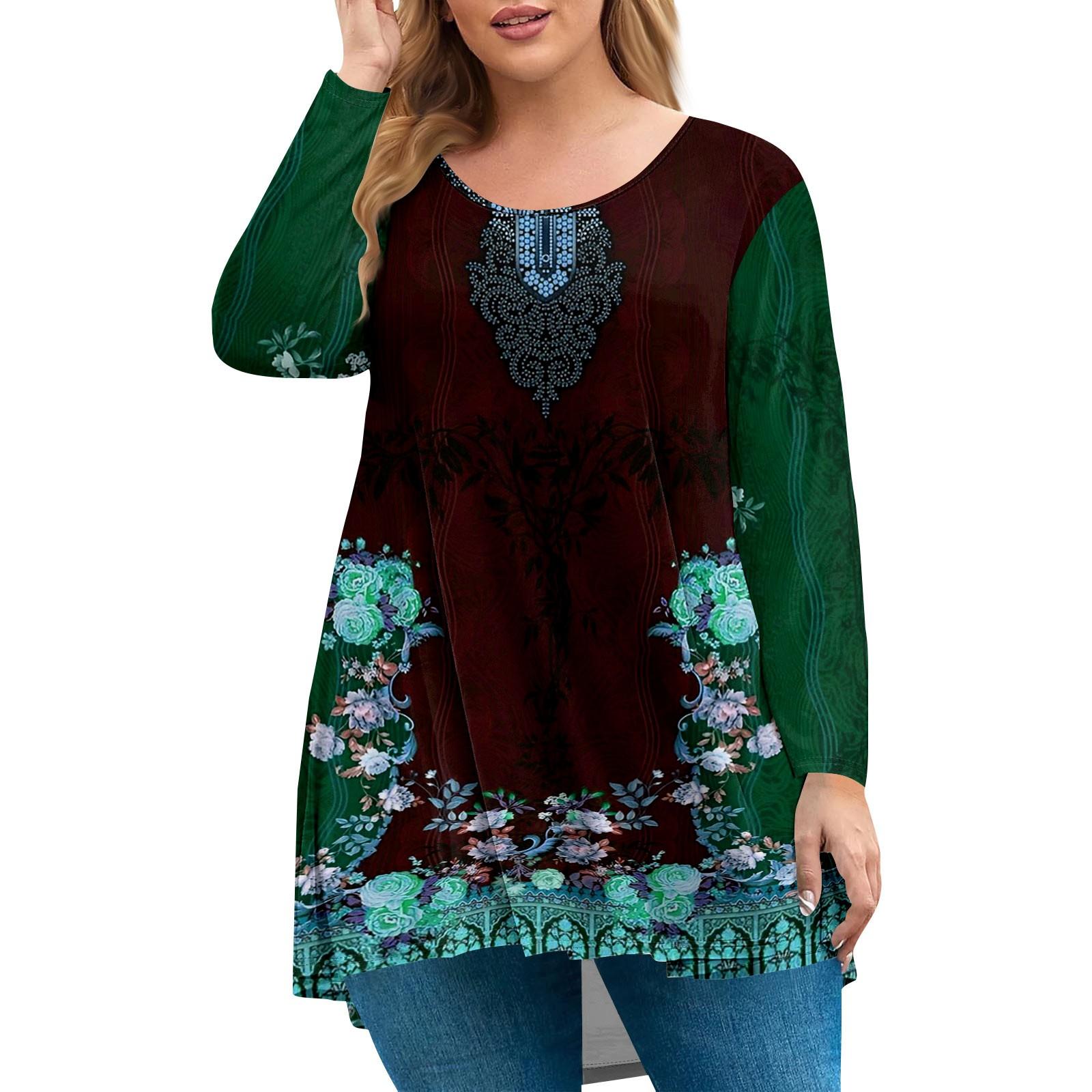 

Women s Plus Size Top, Garden Collar Long Sleeved Shirt, Fashionable Floral Print Casual Top XXXL