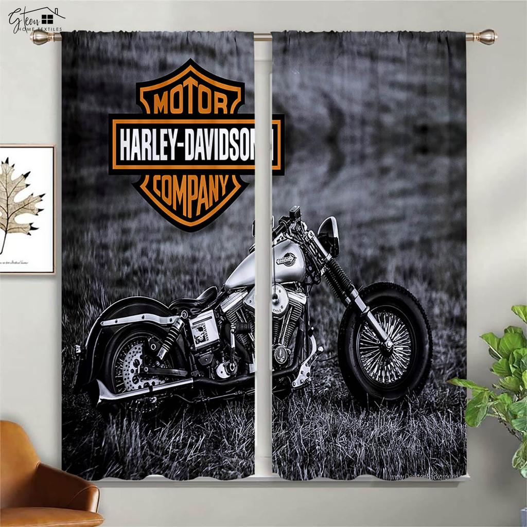 Cool Motocykl 3D Tištěné Závěsy Retro Motocykl Industriální Styl Ložnice Obývací Pokoj Kapsa na Tyč Dekorační Závěsy 2 Kusy