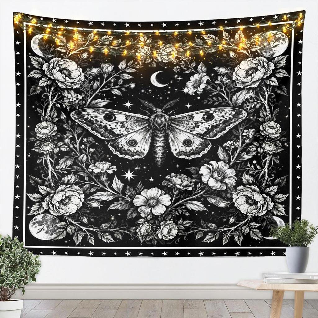 Bohemian Tapestry for Bedroom | Sun and Moon Wall Tapestry Aesthetic Antique Decor Cosmic Galaxy Tapestries, Universe Stars