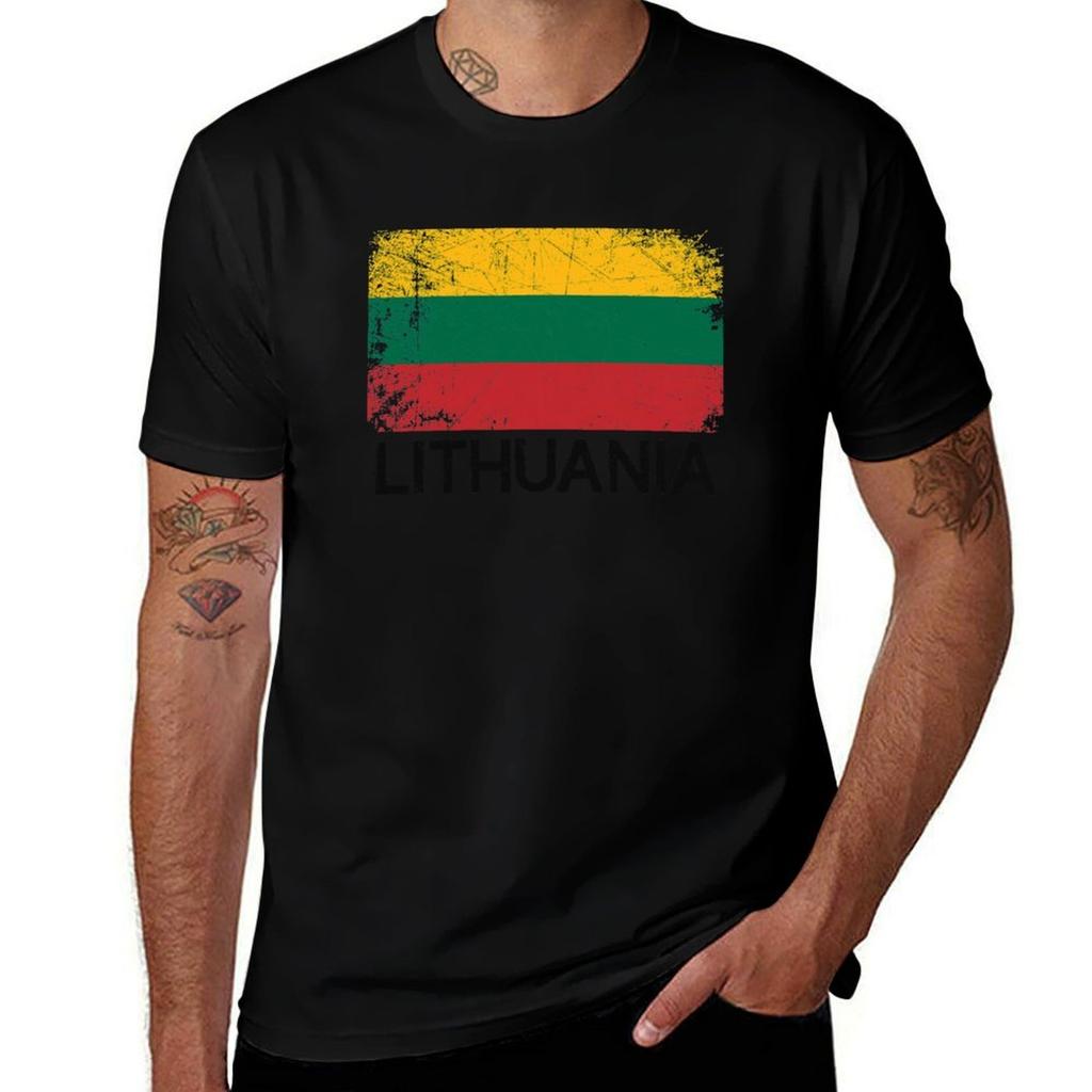 Lithuanian Flag Design Vintage Made In Lithuania Gift TShirt cotton t shirts high quality TShirt